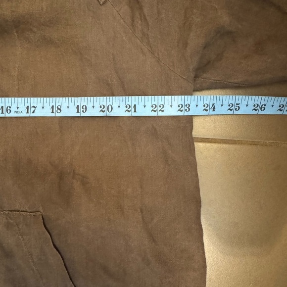ORGANIC LINEN EILEEN FISHER Women’s SZ L Anorak Jacket Button Pockets Hood Brown - Picture 15 of 17